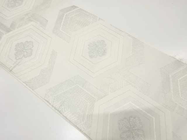 JAPANESE KIMONO / ANTIQUE FUKURO OBI / SILK / WOVEN KIKKO WITH FLOWER